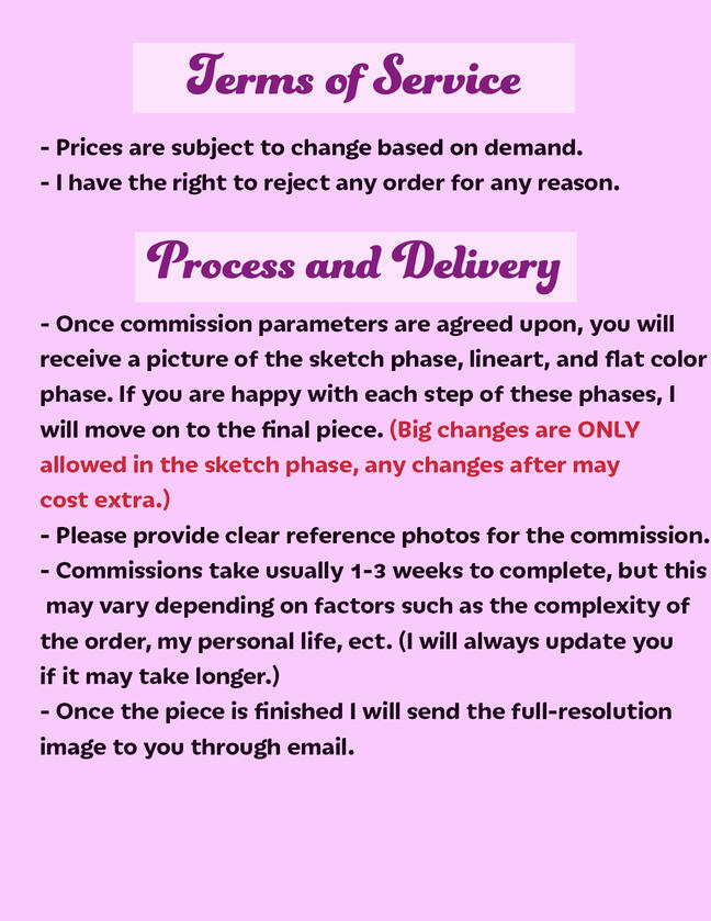Terms of Service/Process and Delivery